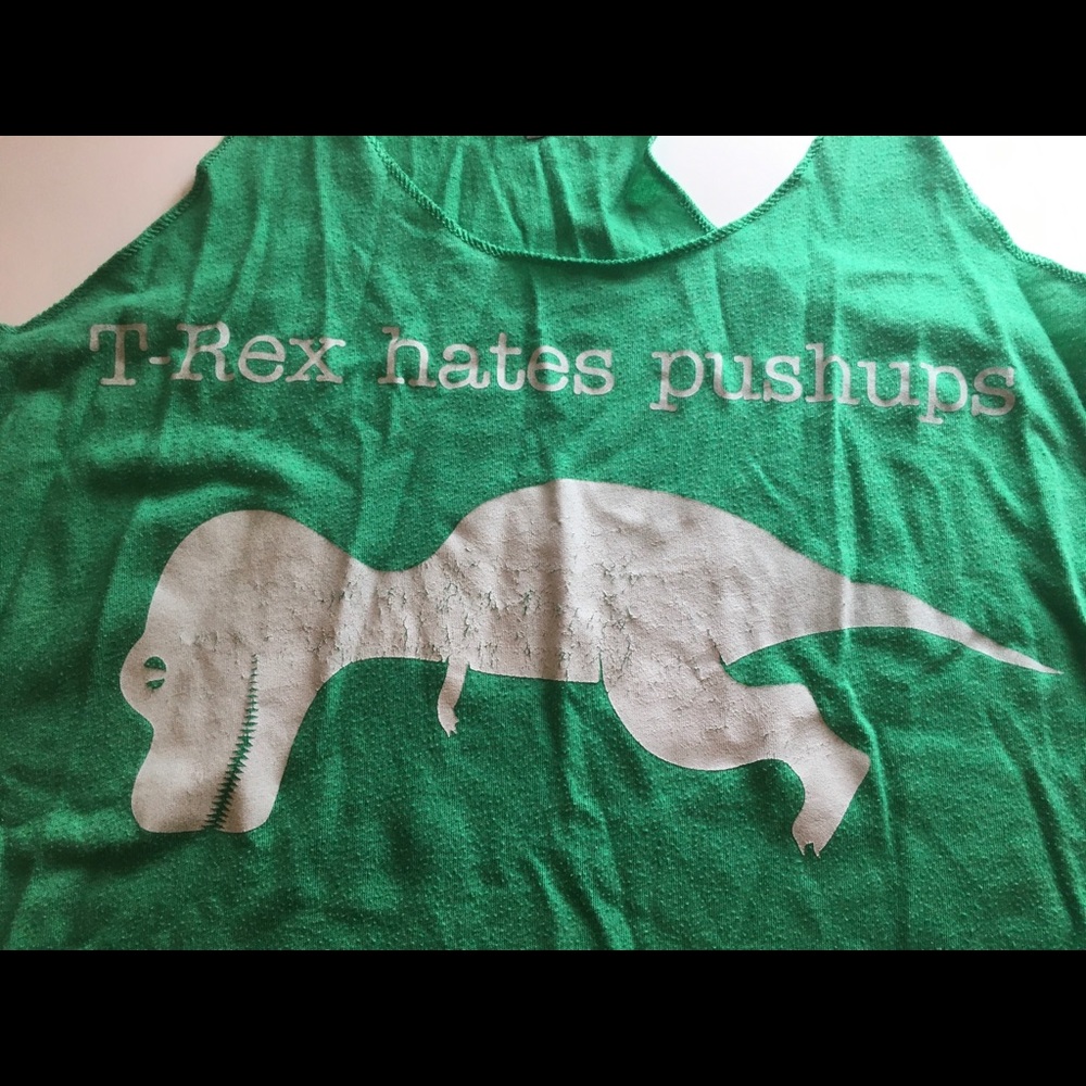 Green T-Rex hates pushups tank top